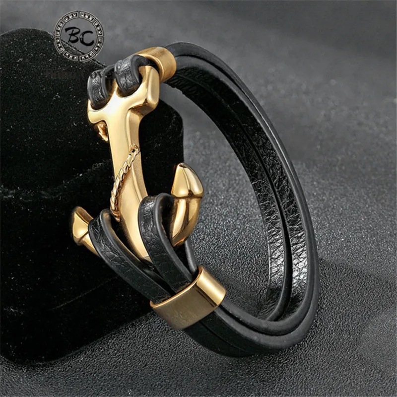 

Brand New Cross vintage Stainless steel Animal Bracelets Men punk Style Charm Anchor bracelets & bangle for Mens Jewelry homme
