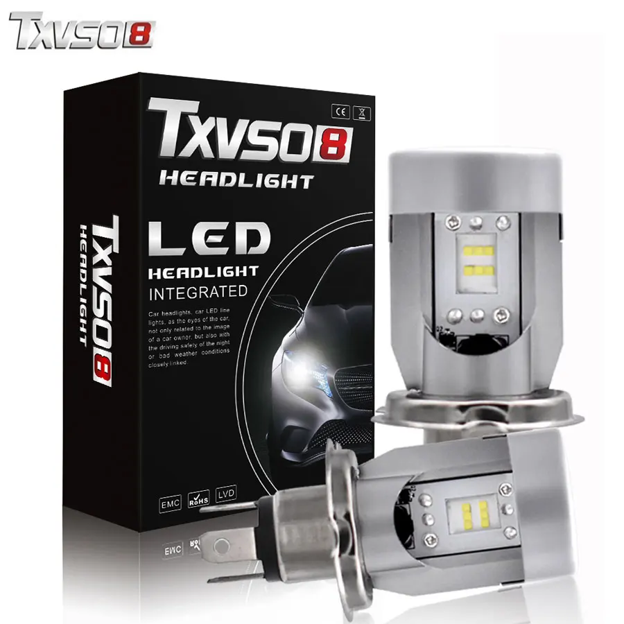 

TXVSO8 2PCS car headlight bulbs 6000K bombilla led h4 Kit CSP Chips luces led para auto 7200LM 50W/Bulb Car light Front Headlamp