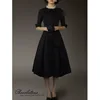 30- women vintage 50s Audrey Hepburn retro half sleeve pleated little black dress big plus size vestidos elegant jurken ► Photo 2/4