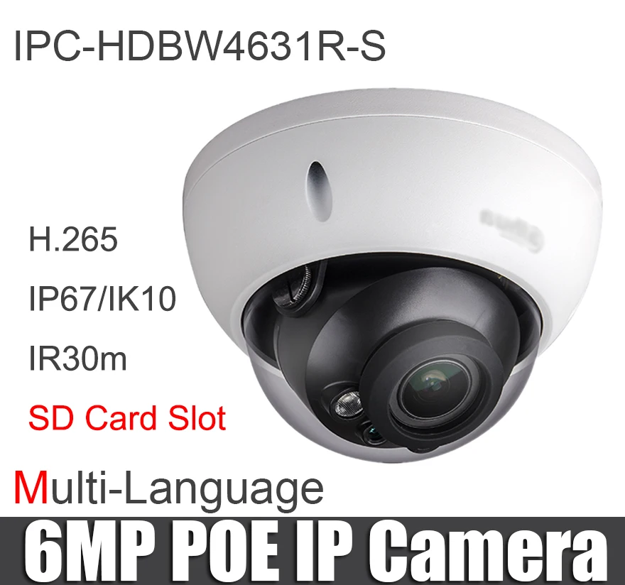 IPC-HDBW4631R-S 6MP poe ip-камера IK10 IP67 порт камера с sd-слотом Замена IPC-HDBW4433R-S оригинальная ip-камера с логотипом