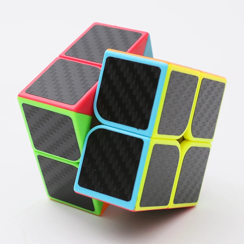 

New 2x2x2 Carbon Fiber Stickers Magic Cubes 2 Layers Black Smooth Puzzle Cube Educational Toy for Children Kids Dropshipping