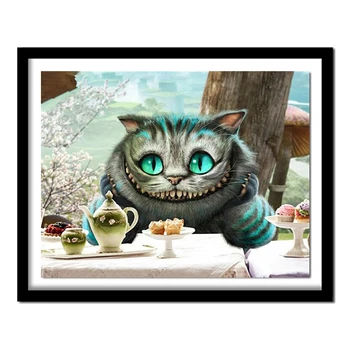 

5D Full Diamond animal Cheshire cat Round Rhinestone Diamond Painting Cross Stitch kits Diamond Embroidery Patterns v228
