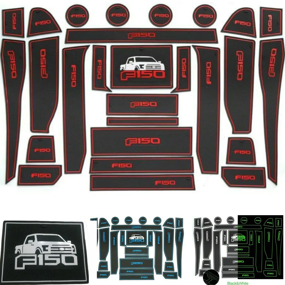

f150 Car Door Gate Mat For Ford F150 Raptor xl lariat xlt No-slip Pad white / blue / red 27PCS/Set auto car anti slip 3D sticers