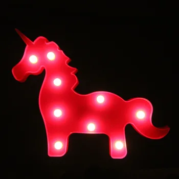

TONGER Party Cute Unicorn Head Led Night Light Animal Marquee Lamps On Wall For Children Party Bedroom Decor Kids Gifts