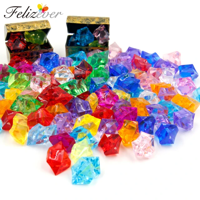 100pcs 20mm Colorful Acrylic Crystal Diamond Jewels Gems Simulation Diamond  Crystals Treasure Gems Decoration (mixed Color) Superb