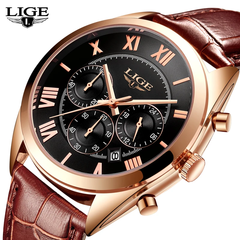 

2017 Watches Men Luxury Brand LIGE Fashion Sport Waterproof Quartz Watch Man Military Leather Wristwatch Clock Relogio Masculino
