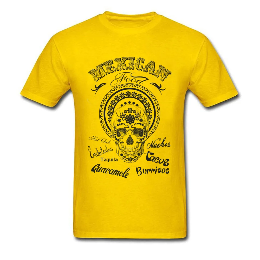 Mexican skull Tops Shirts High Quality O-Neck Summer Short Sleeve 100% Cotton Men's T-shirts 3D Printed Tee Shirt Mexican skull yellow
