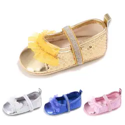 Детская обувь весной и летом новый От 0 до 1 года девочка обувь мягкое дно принцессы серии детская обувь не скользит Обувь для малышей