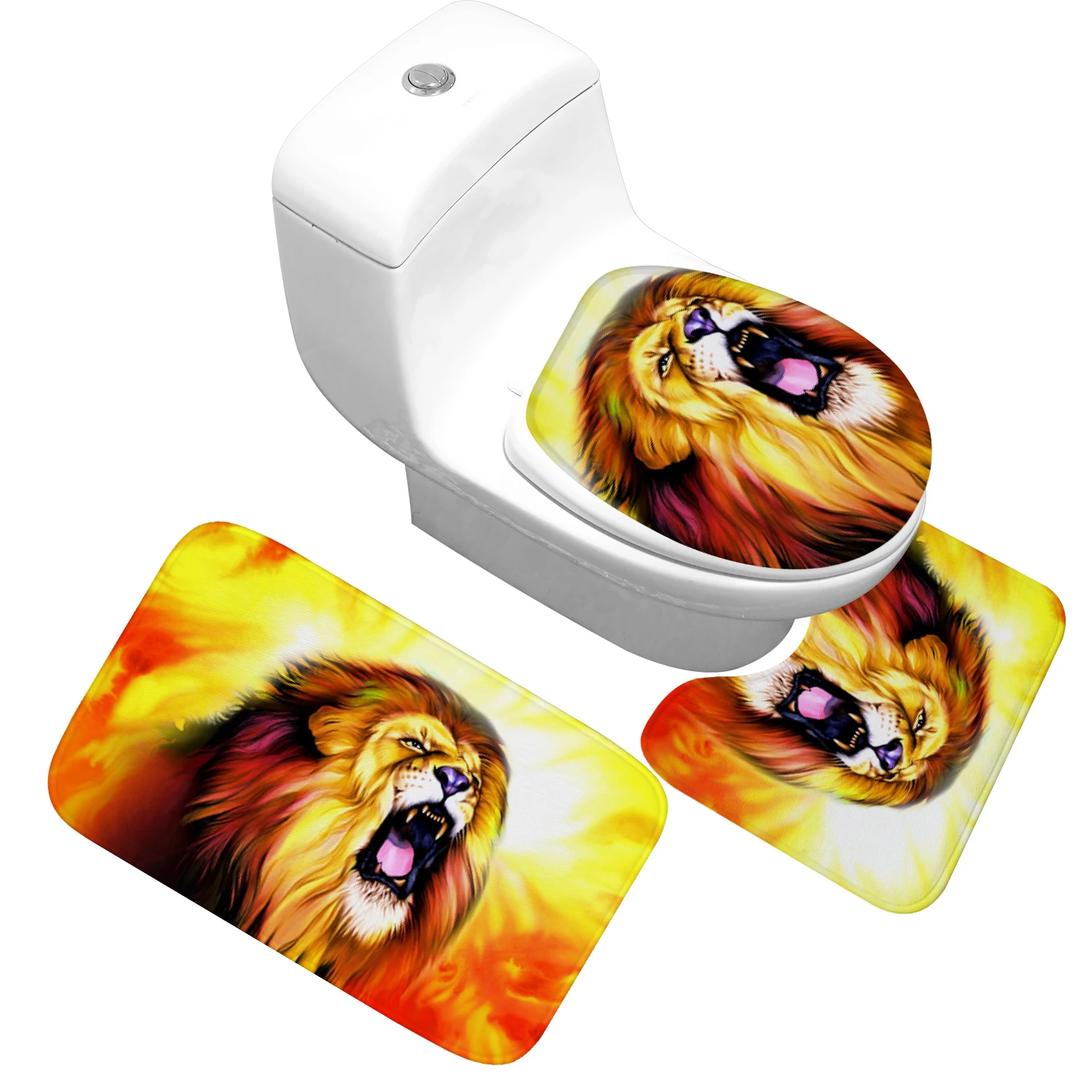 Zeegle Microfiber Toilet Rugs Bathroom Floor Mats Bathroom Mat Set Animal Printed 3pcs Anti-slip Bath Mat Bathroom Carpet