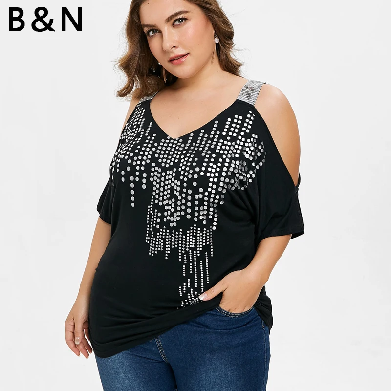 

XL-5XL Female T-shirt for women Summer Clothes Tees Shirts Strap Sexy Casual Outwear Clothing Wear Short Sleeve US Size 14-22