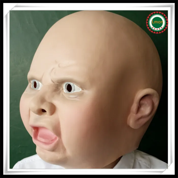 Halloween Creepy Halloween Costume Prop Cry Baby Full Head Latex Rubber