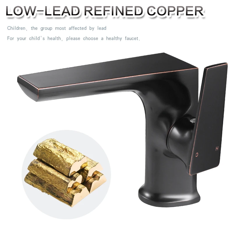 Kitchen Black Antique Copper Bathroom Faucets Basin Faucets Brass Oil Rubbed Bronze  Faucet Bathroom Shower Hot Cold Mixer  Tap