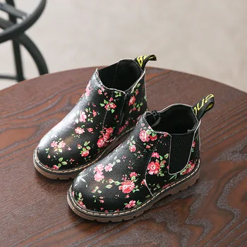 

AFDSWG spring and autumn leather low heels childrens boots girls black boots grey waterproof shoes kids, kids leather boots