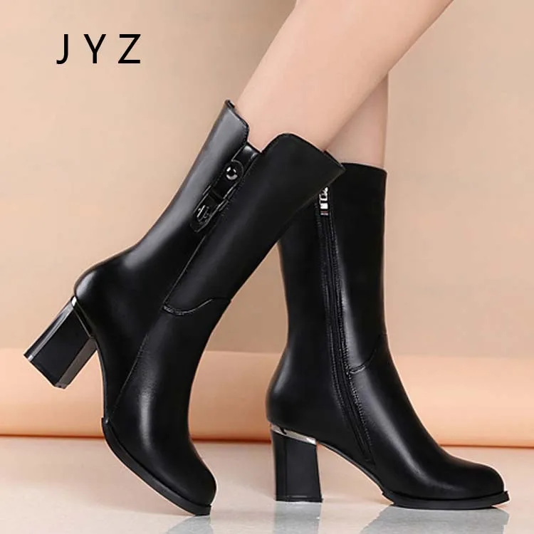 

2018 New Fashion Womens Snow Boots Mid Calf Platform Pumps Shoes High Heels Lady Keep Warm Fur Shoes wo180806