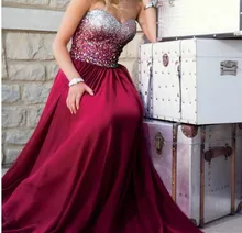 2016 lange Perlen Burgund Prom Kleid Chiffon-Formales Vestidos Abendkleider Sexy Kleid für Graduation Vestido De Novia