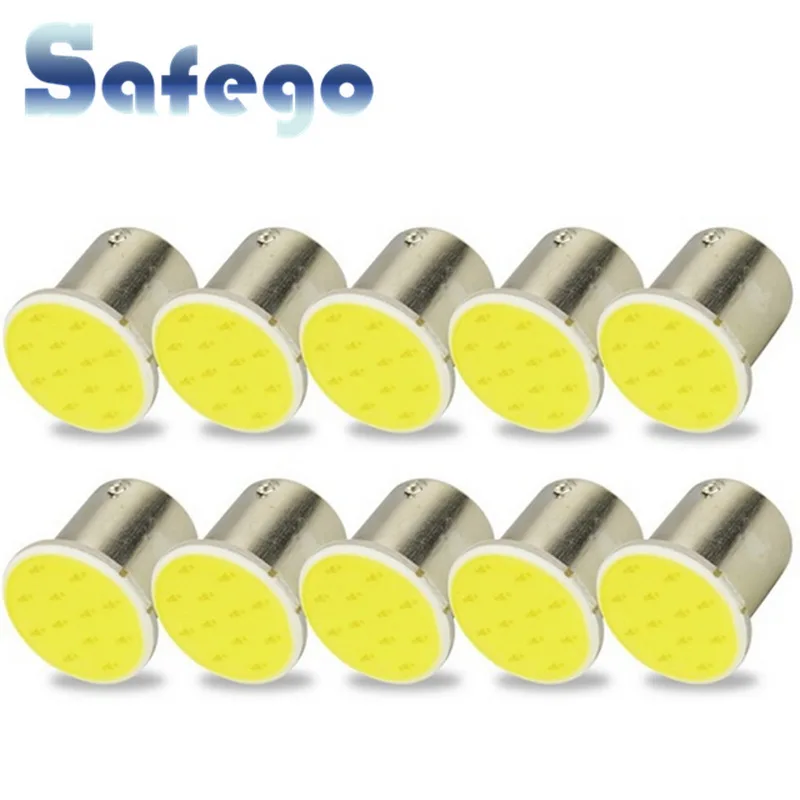 

10pcs Safego 1156 BA15S P21W 12 Chips LED COB Bulb For Auto Car Backup Tail Turn Signal Lights Lamp White 6000k