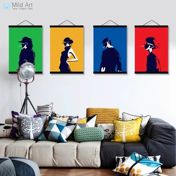 

Modern Noridc Fashion Model Wooden Framed Canvas A4 Wall Art Painting Beautiful Girl Room Home Decor Picture Print Poster Scroll