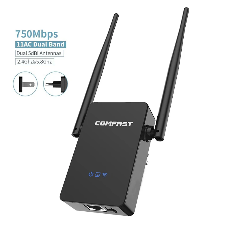 COMFAST Беспроводной двухдиапазонный усилитель Wi Fi 750 Мбит/с 2 4 ГГц + 5 маршрутизатор