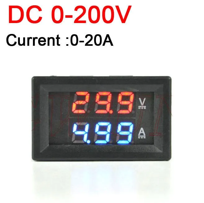 200V 50A DC Digital Voltmeter Ammeter LED Volt Amp Panel Meter For 12v 24v car