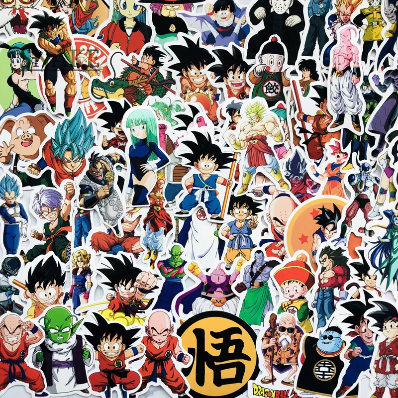 100 шт./лот аниме драконий жемчуг наклейки Супер Saiyan Goku для автомобиля ноутбука
