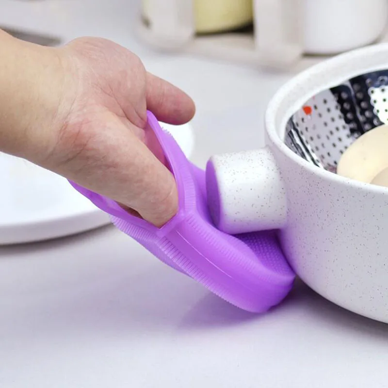 Silicone Dish Washing Brush Repeatable Sweeping Brush kitchen Dish Food Pot Multi-function Washing Brush 6 Colors (5)