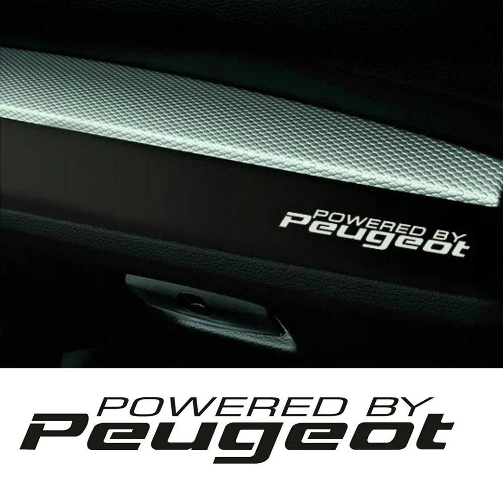 

2PCS for PEUGEOT SPORT Powered by Dashboard Car Decal Logo Graphics Clio Megane Twingo 106 206 207 208 308 408 508 2008 3008