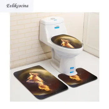 

Free Shipping 3pcs Fox Fast Running Banyo Paspas Bathroom Carpet Toilet Bath Mats Set Non Slip Tapis Salle De Bain Alfombra Bano