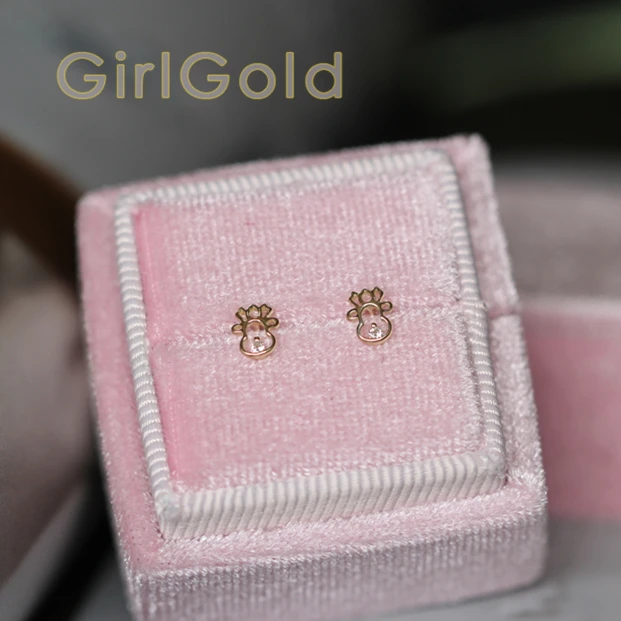 

14k solid gold reindeer snowflake Holiday Heart crystal earrings studs Dainty minimalist simple minimal styles Kids Girl gift