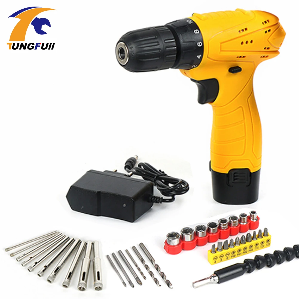 Tungfull Household multi-functional Charging Hand Tool Electric Drill Lithium Electric Power Screwdriver Tools Cordless Drill
