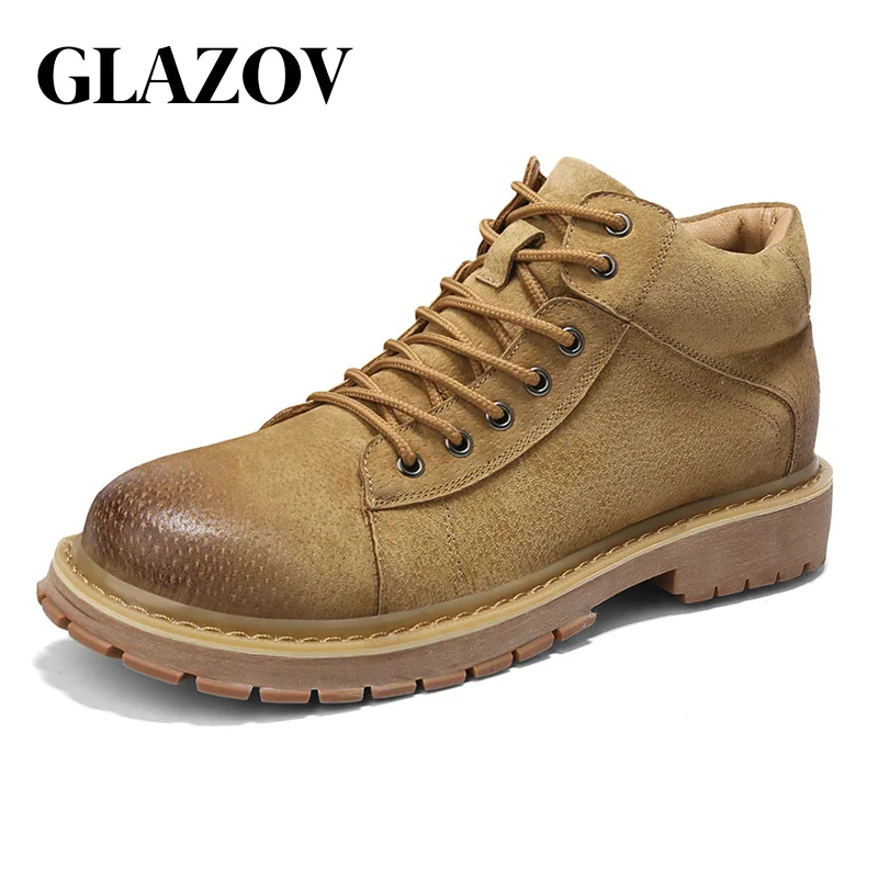 

GLAZOV Brand New Arrive Winter Man Casual Shoes Male Work Genuine Leather Shoes Breathable Board Shoes Lace-up Footwear