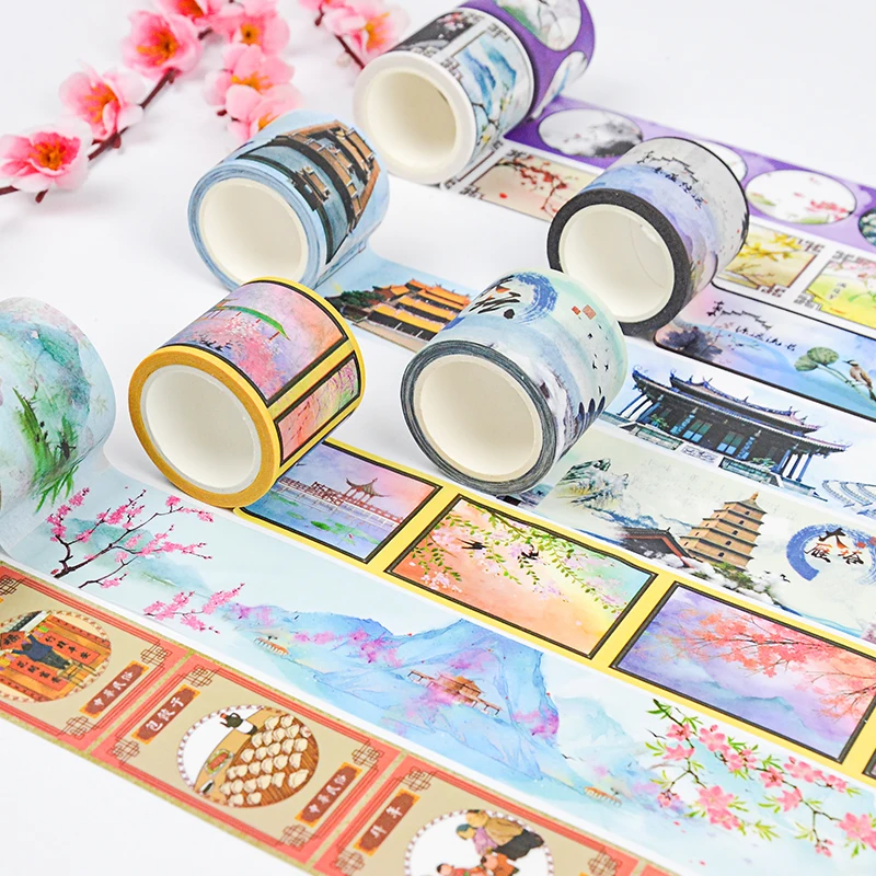 

40mm wide Chinese antique architecture / scenery Vintage Decoration planner washi tape DIY scrapbooking masking tape Escolar