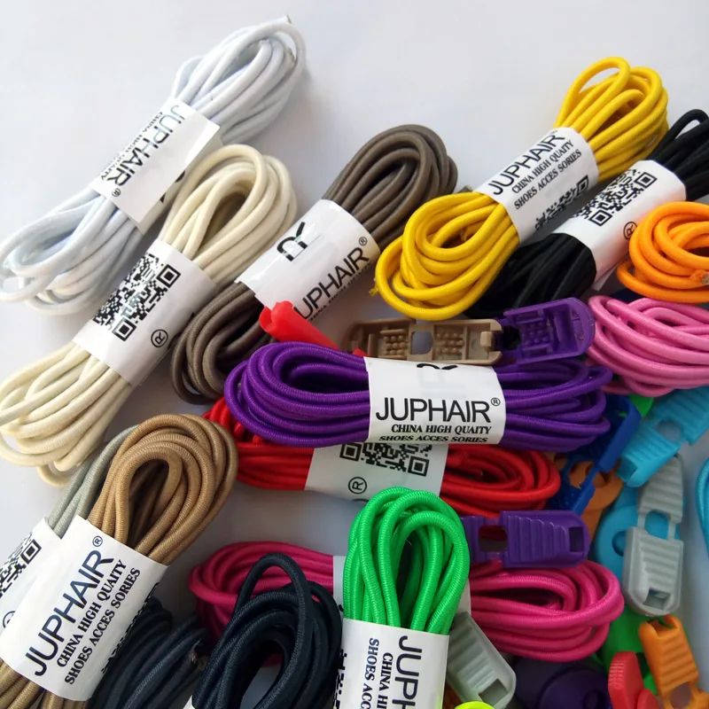 New1 Pair White Shoelace Buckle Multicolor Sport Fitness Laces Colorful Lock Shoelace Shoestrings Elastic Shoe Jogging Triathlon