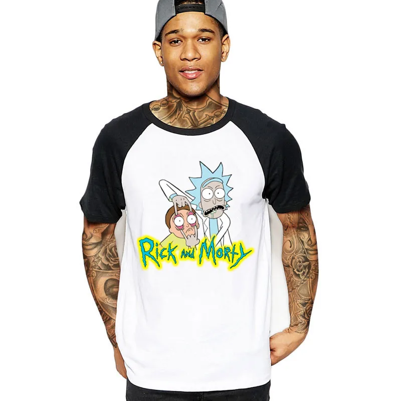 Rick And Morty icon Men's T shirt Funny Design Digital Print 100% Cotton Top Tees Customized rick y morty tshirt hipster clothes