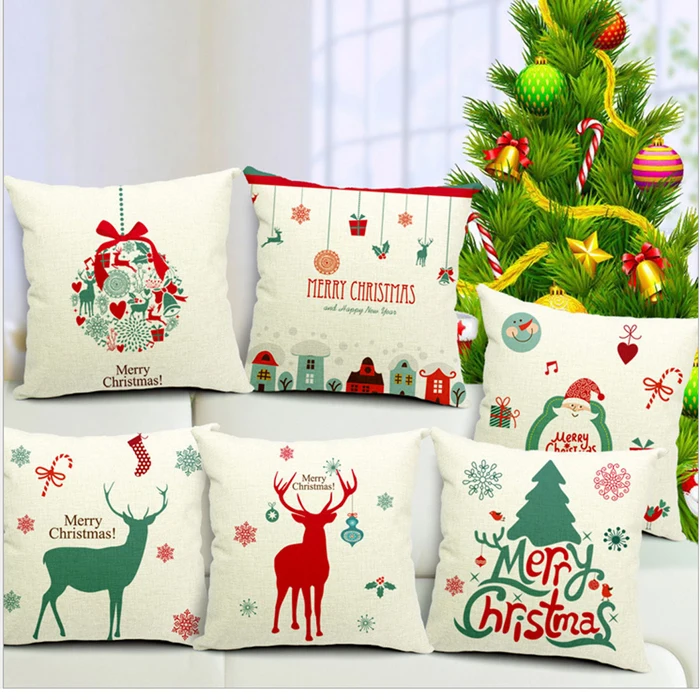 New Year Xmas Home Decor Cotton Cushion Cover Throw Sofa New Year Xmas Home Decor Cotton Cushion Cover Throw Sofa