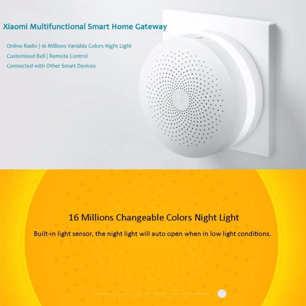 Best Original Xiaomi Gateway 2 Mijia Smart Home Kits Gateway Hub Alarm System Control Radio Yi Camers Mi Door Sensor Bell Temperature