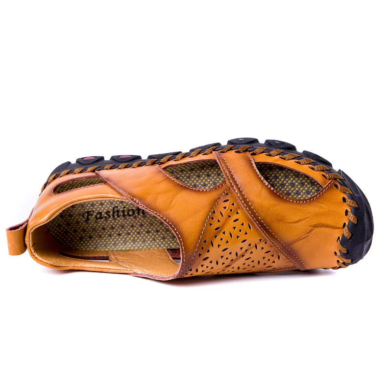 2019 New Summer Sandals Men Breathable High Quality Genuine Leather Sandals Man Flats Plus Size Fashion Casual Beach Men's shoes 2019 New Summer Sandals Men Breathable High Quality Genuine Leather Sandals Man Flats Plus Size Fashion Casual Beach Men's shoes