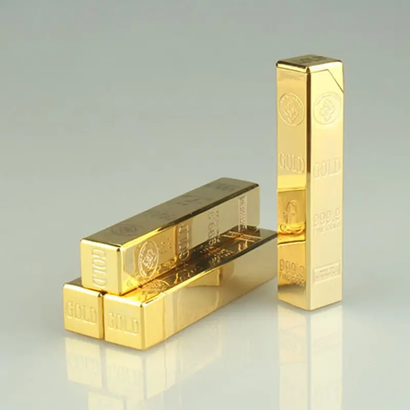

Creative Inflated Butane Lighter Bullion Gold Bar Shape Metal Refillable Cigarette Fire Starter Collection Gift