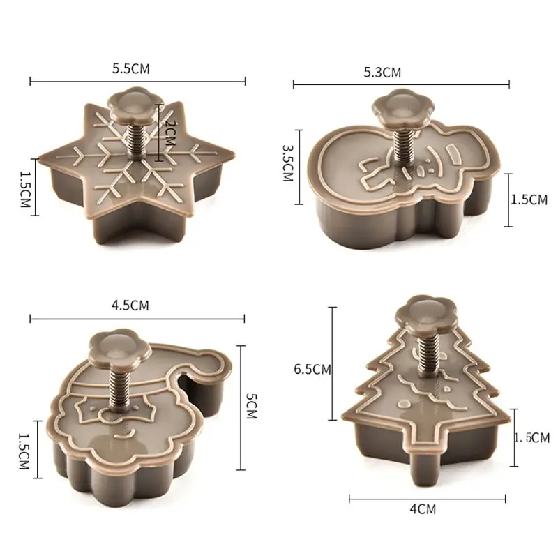 4 шт./компл. 3D снеговик дерево Санта Клаус печенья прессформы плунжера печенья резчик Рождества выпечки сахарные украшения торта прессформы