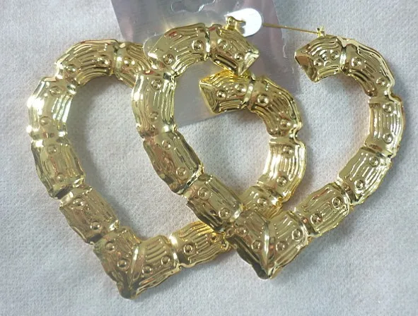 Модный продукт дизайн серьги золотой обруч Бамбуковые серьги для женщин - Окраска металла: heart shape