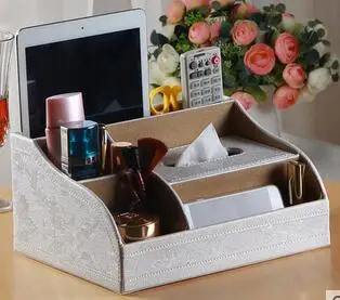 Мода многофункциональный кожаный ящик ткани насосная коробка стол коробка для салфеток бумаги ящик для хранения пультов дистанционного управления - Цвет: white flower