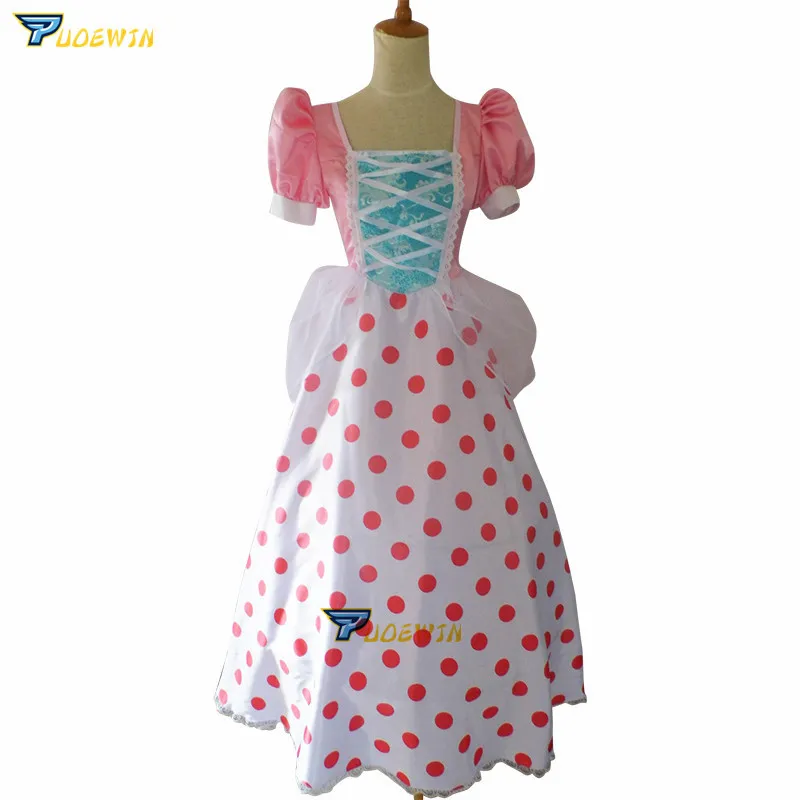 Toy Story Bo Peep Косплей Костюм розовое кружевное платье с шапкой и подъюбником
