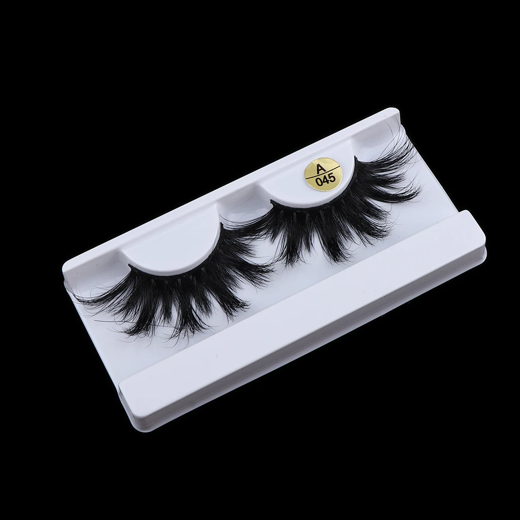 

1 Pair Black Long Curly Eyelash Reusable Natural Messy Cross False Eyelashes 25 mm