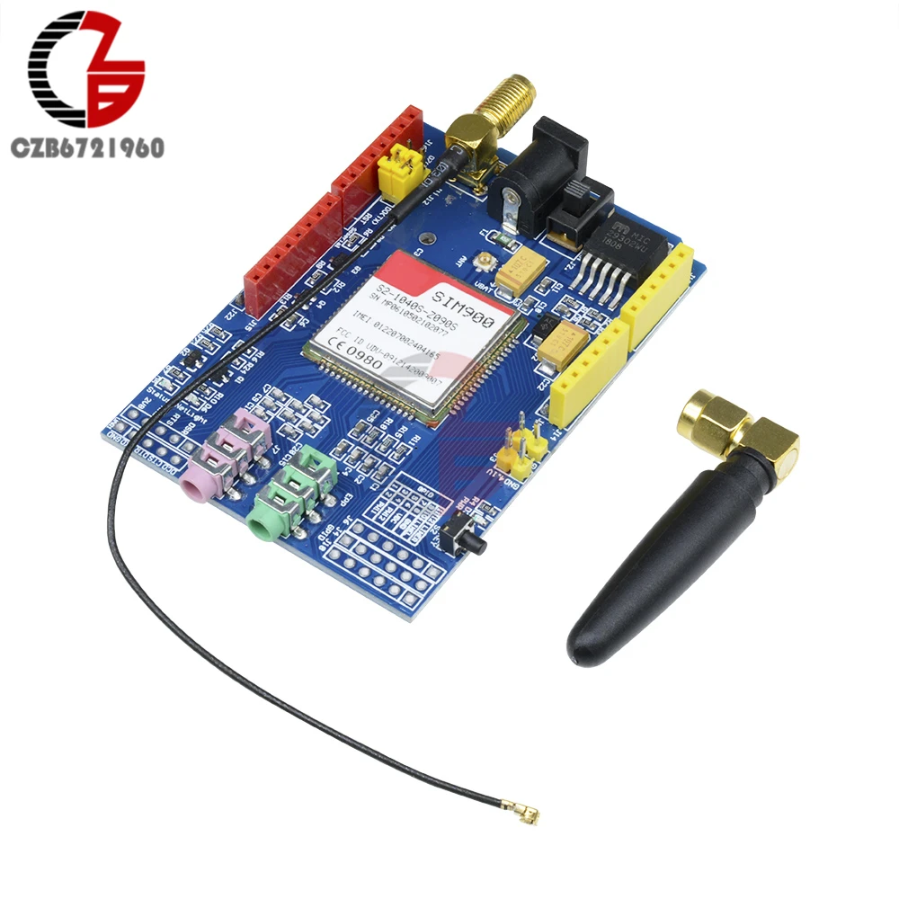 

SIM900 850/900/1800/1900 MHz GPRS GSM Shield Development Board Quad-Band Module Kit with Antenna for Arduino GPIO PWM RTC