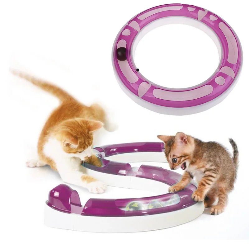 Free Shipping New Fun Cat Pet Dog Baby Track and Ball Toys Chase Game