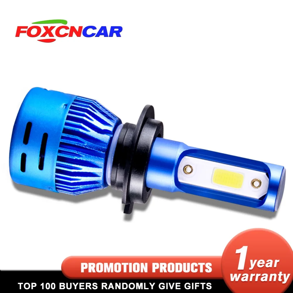 Foxcncar 1 шт. 2 светодиодный H7 фар автомобиля H4 H11 H1 H8 9005 H9 HB3 9006 HB4 высокий низкий пучок
