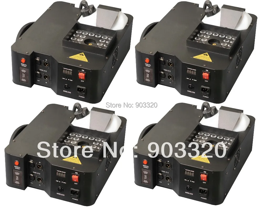 

4X LOT NEW 1500W Digital 24pcs RGB LED Colorful UP Fog Machine For Wedding Effects Event Party,Stage Fog Machine 8-10Meter