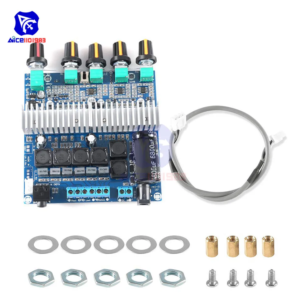 TPA3116 2,1 аудио усилитель плата DC 12-24 в цифровой HIFI модуль усилителя для сабвуфера супер бас динамик модуль 50 Вт+ 50 Вт+ 100 Вт