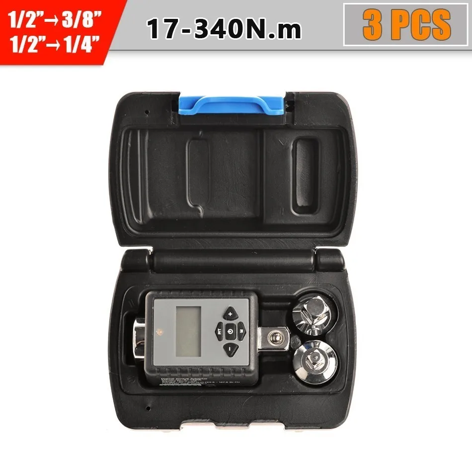 17-340NM3Pcs adapter Динамометрический ключ цифровой 1/2 1/4 динамометрический ключ универсальный 3/" 0,3-340nm Регулируемый динамометрический ключ набор для ремонта автомобиля велосипед - Цвет: 17-340NM3Pcs adapter