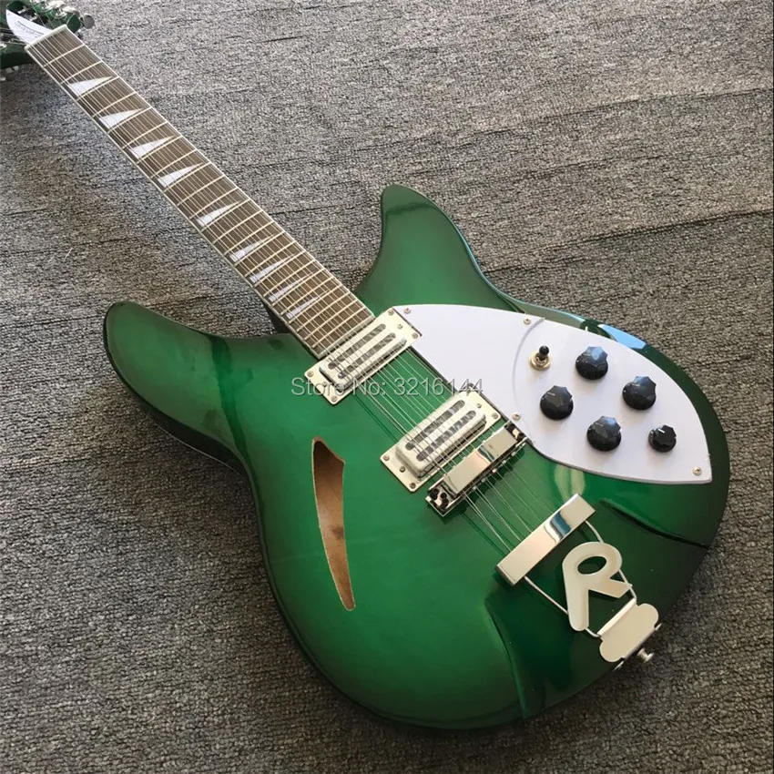 green Semi Hollow body Rick 360 Electric guitar 12 strings guitar in