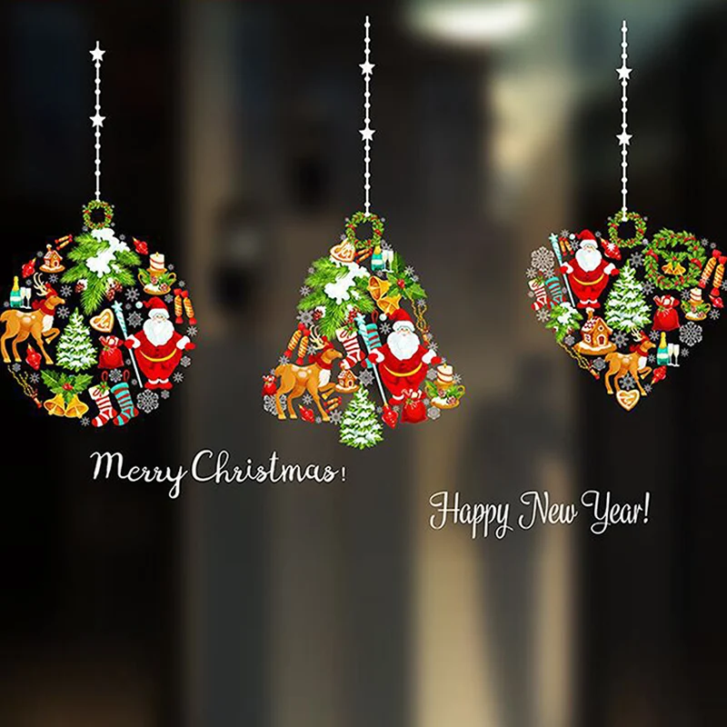 2019 Christmas Wall Stickers Window Glass Festival Decals Santa Murals New Year Christmas Decorations for Home